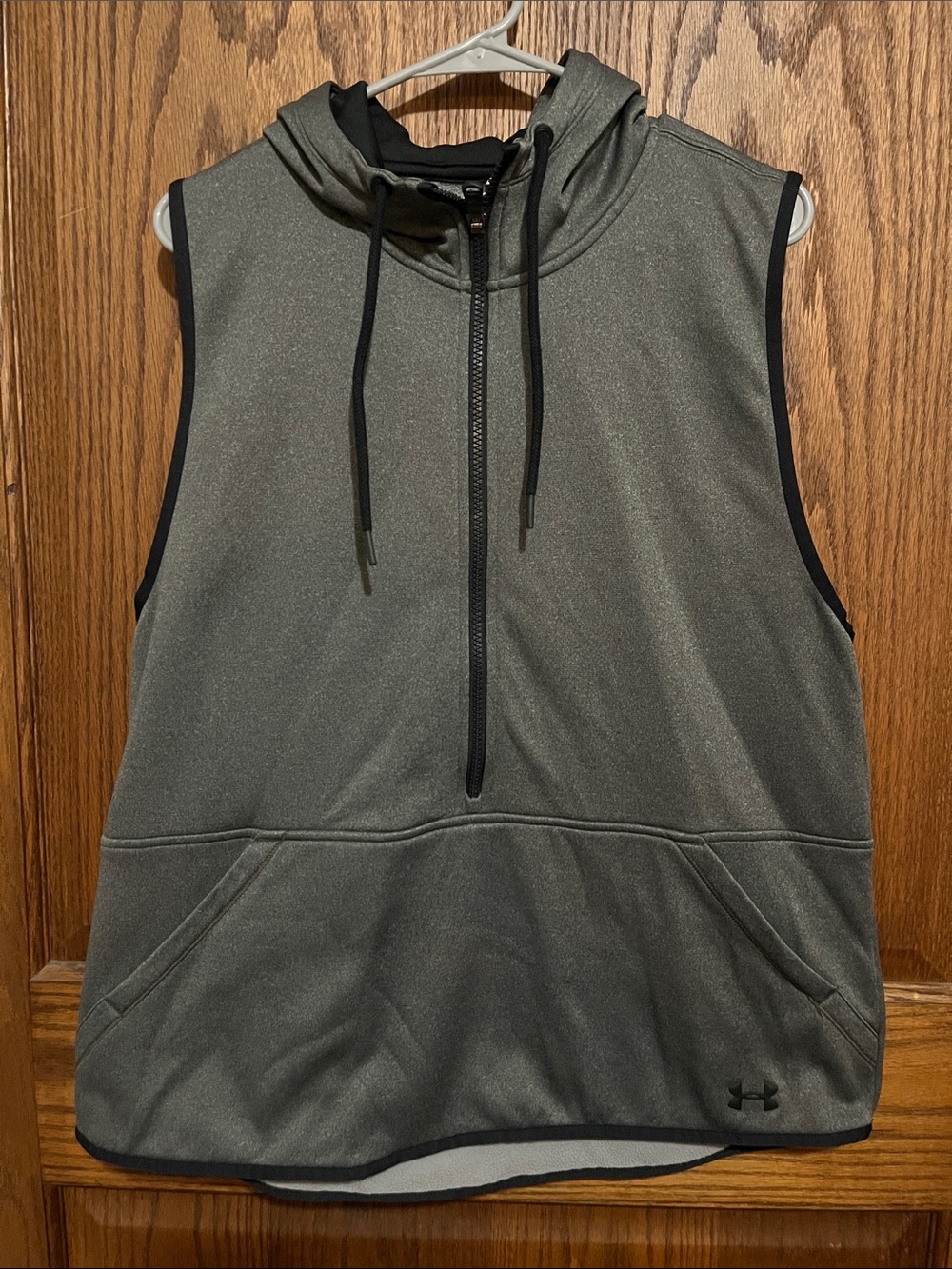 Under Armour Charcoal Gray Sleeveless Hooded Quarter-Zip